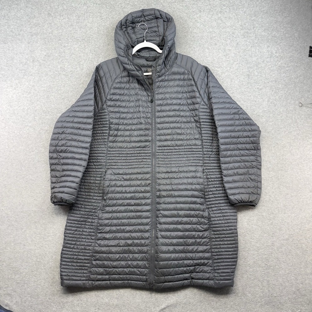 LL Bean Coat Size 3x Ultralight 850 Down Jacket Women DownTek Pertex Gray Puffer